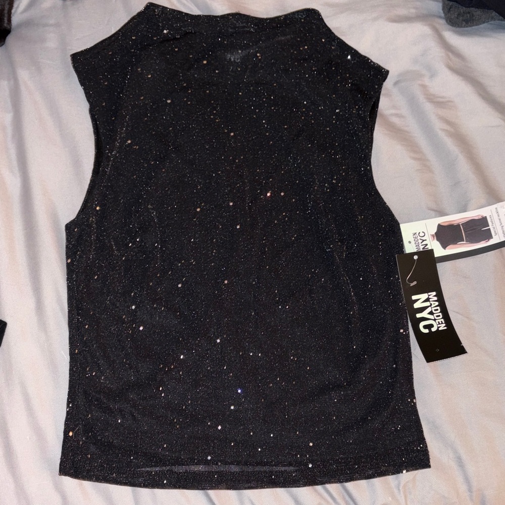 Black Sparkle Mesh Sleeveless Top